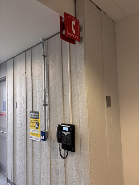 Image of emergency phone on 4th floor