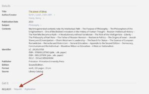 OMNI record with Request link highlighted in the Get It section